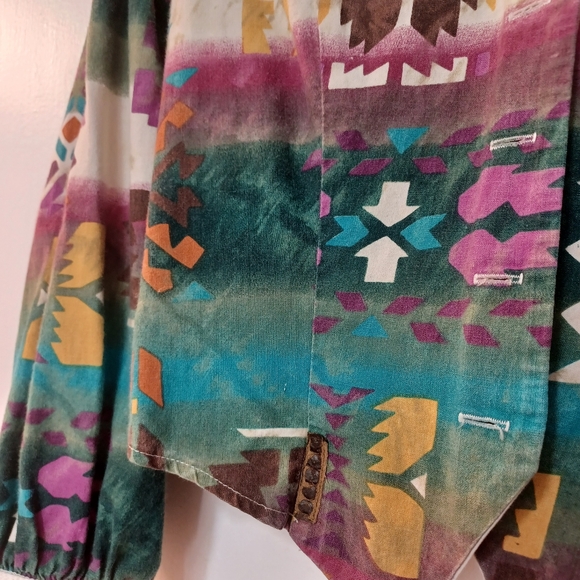 Boho Western Rainbow Crop Vintage Tassle Crop Collar Rodeo Jacket Banjo M - Picture 3 of 9